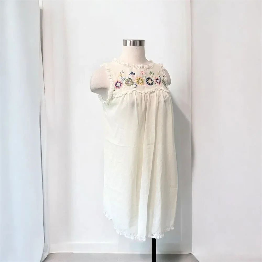 Vintage GayMode Penny’s Yellow Floral Embroidered Mini Dress Nightgown Slip Medi